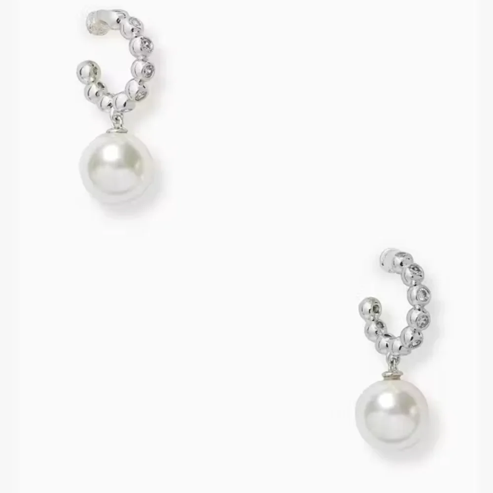 🩶▪️Kate Spade▪️ Modern Pearl Silver Small Hoop Pearl Drop Earrings